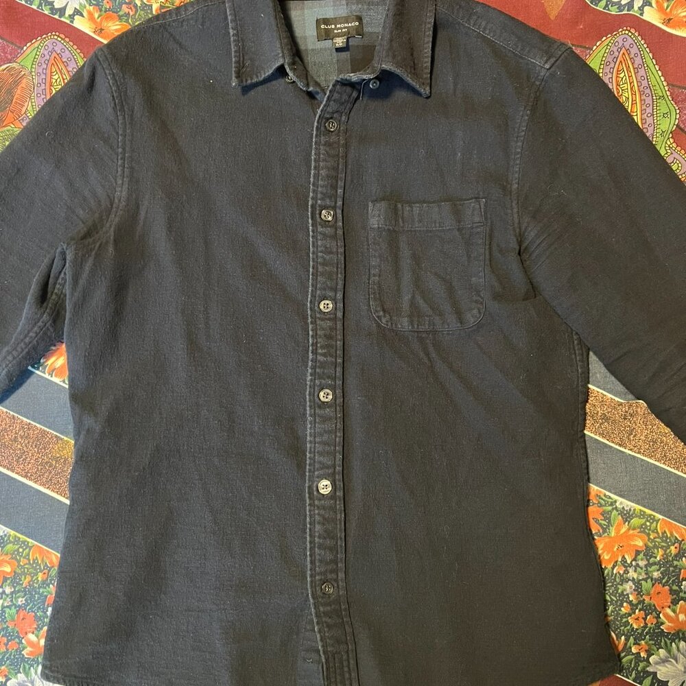 ⭐️ CLUB MONACO FLANNEL BUTTON UP SHIRT NAVY BLUE ⭐️